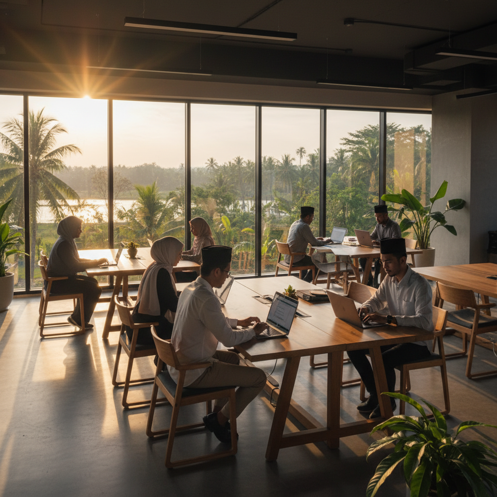 Brunei individuals working on laptops in co-working space horizontal