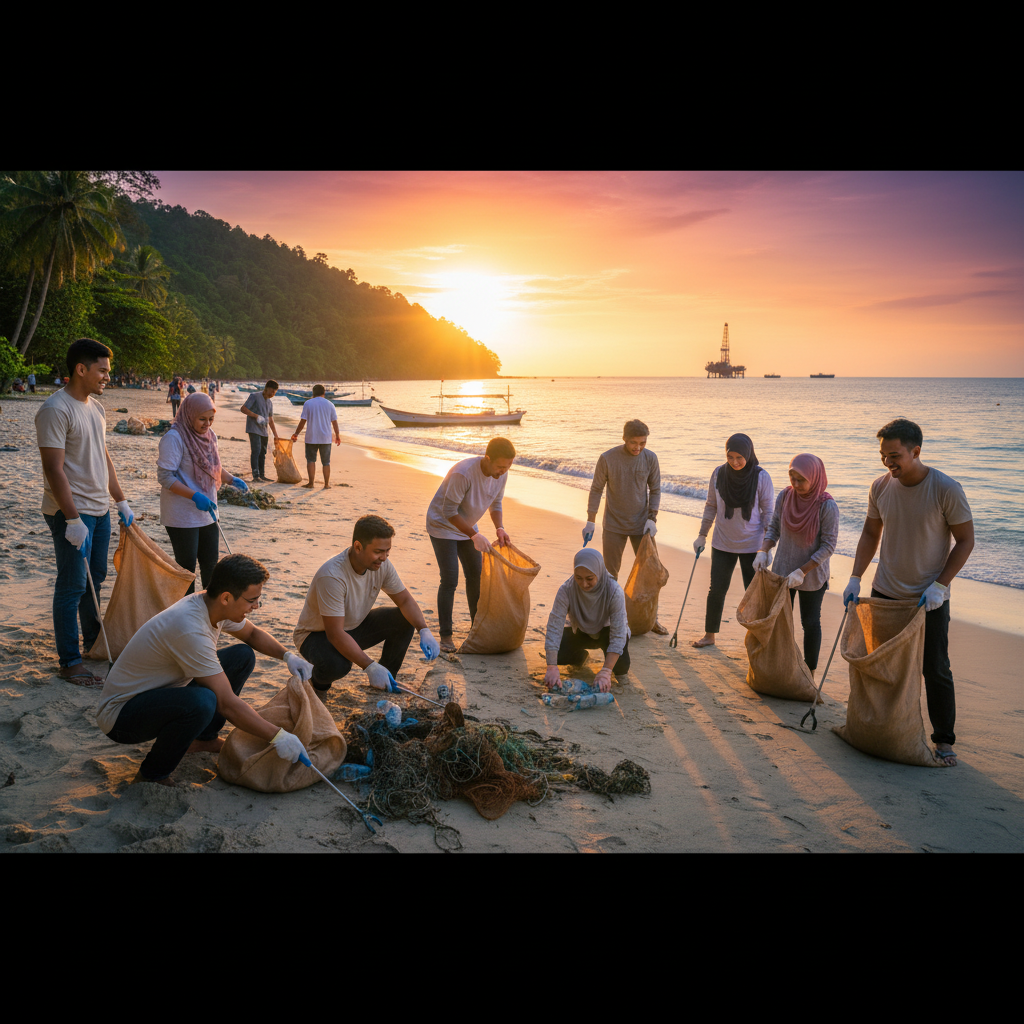 Brunei diverse group of friends joining community event horizontal