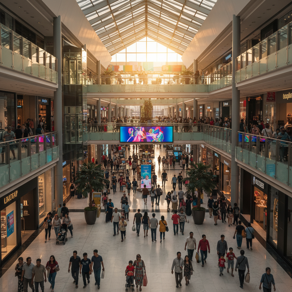Brunei shopping mall interior crowded horizontal