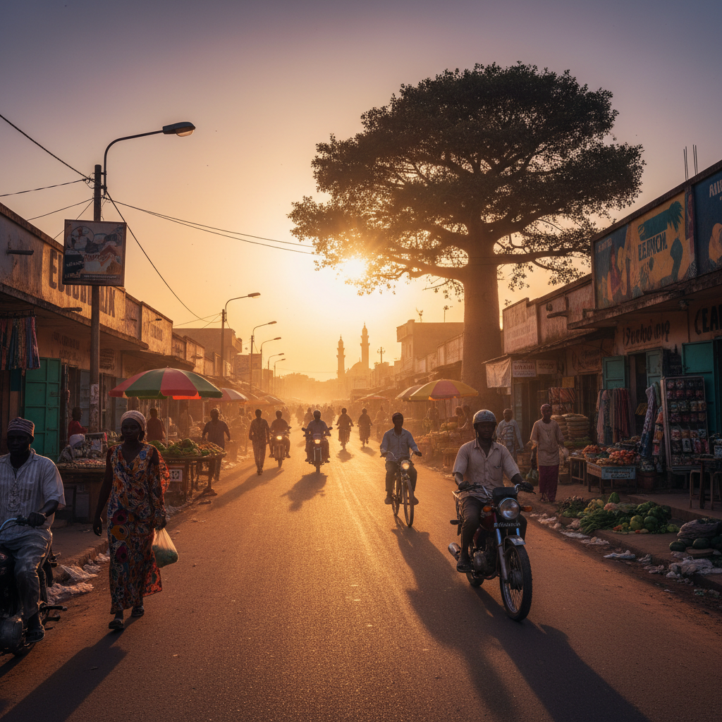 Ouagadougou city street scene horizontal