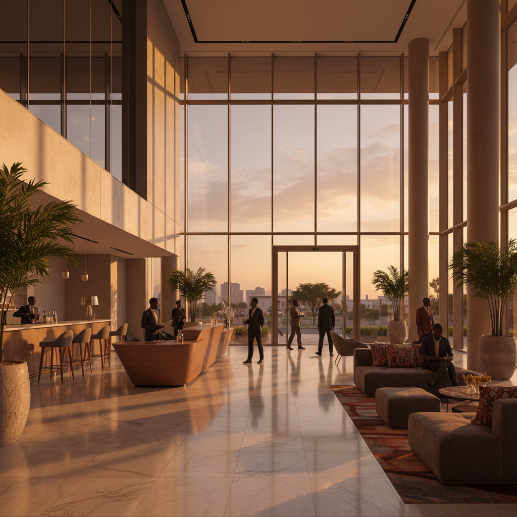Modern hotel lobby in Ouagadougou horizontal