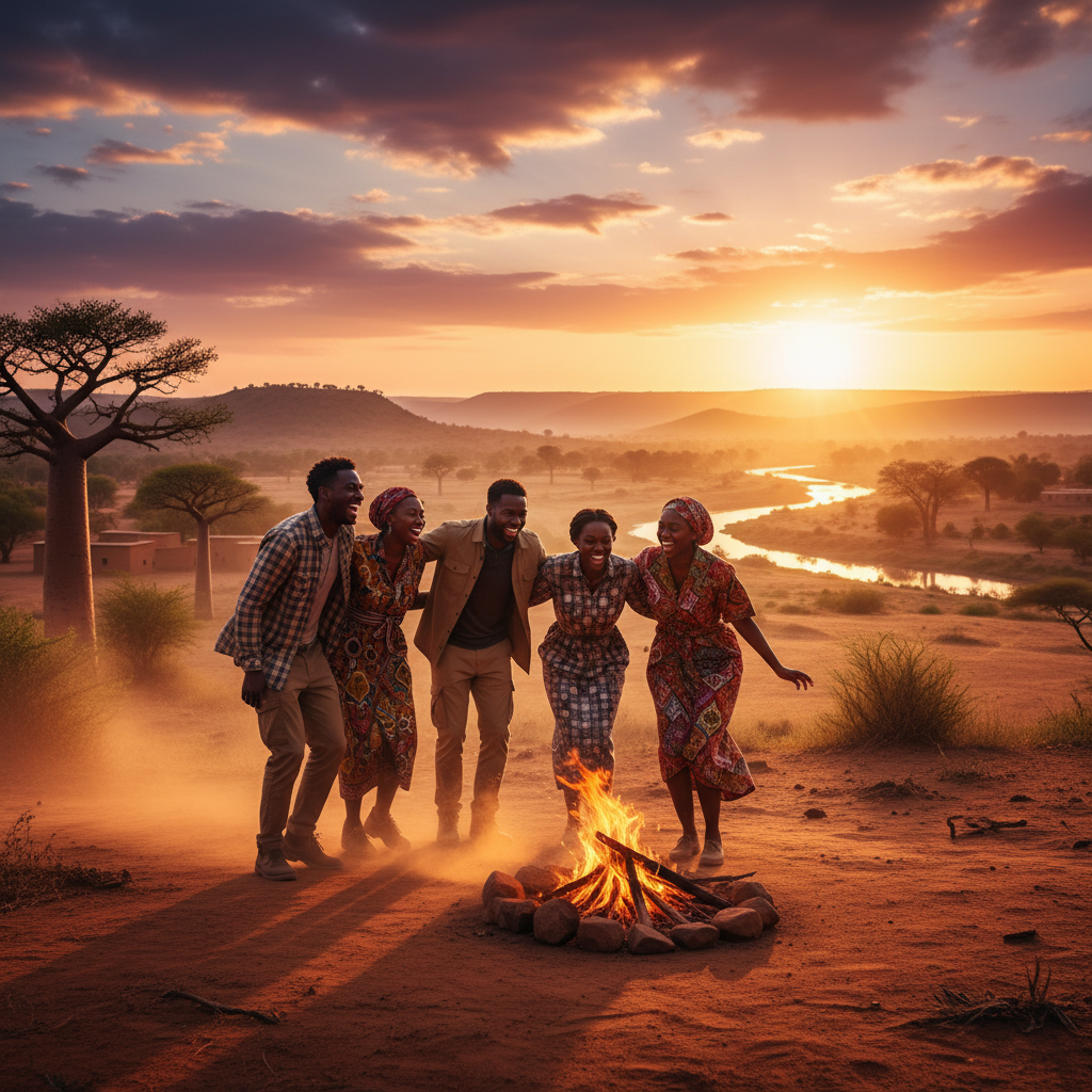 Group of friends gathering in Burkina Faso horizontal