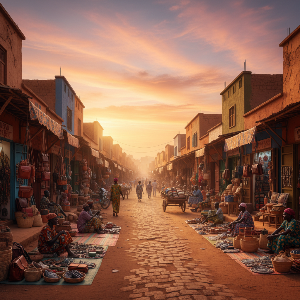 Boutique shopping street in Burkina Faso horizontal