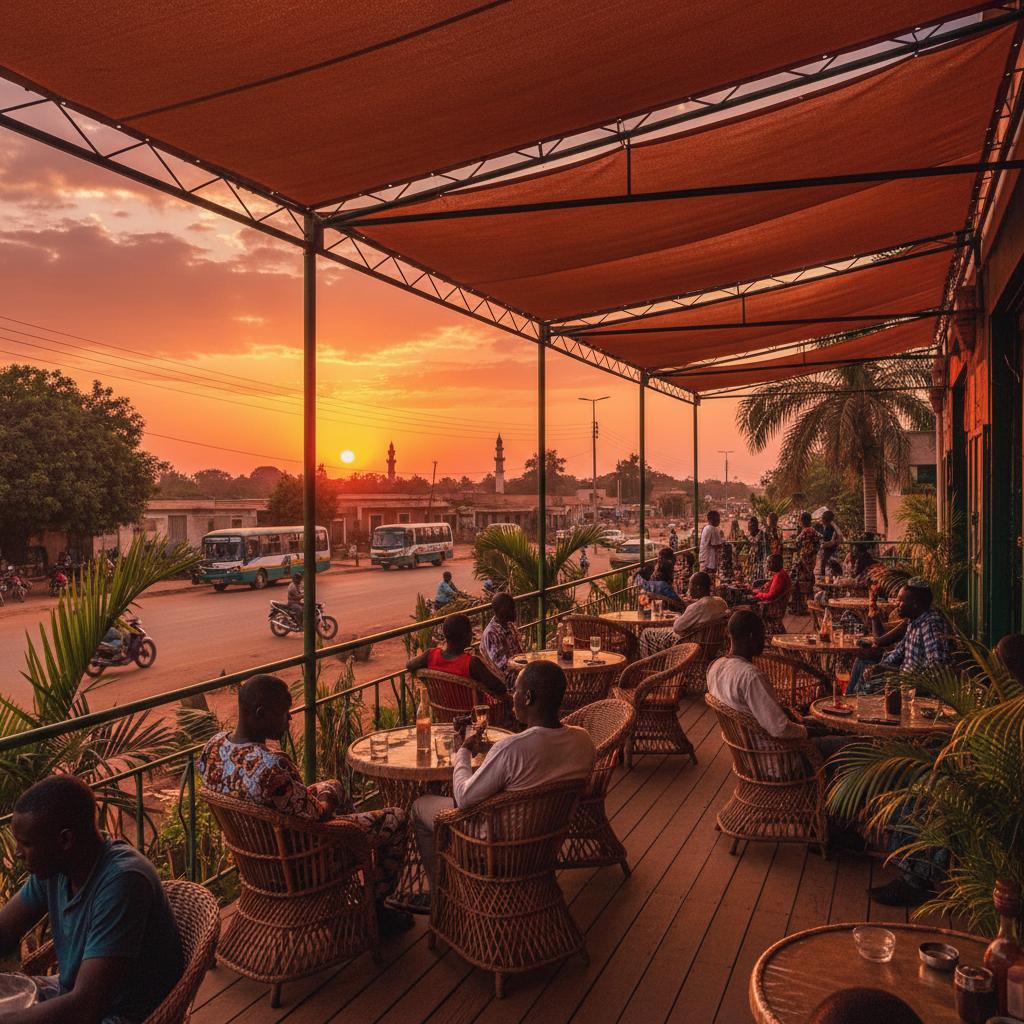 Cafe terrace in Ouagadougou horizontal