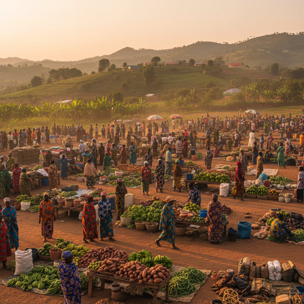 Burundi local market shopping horizontal