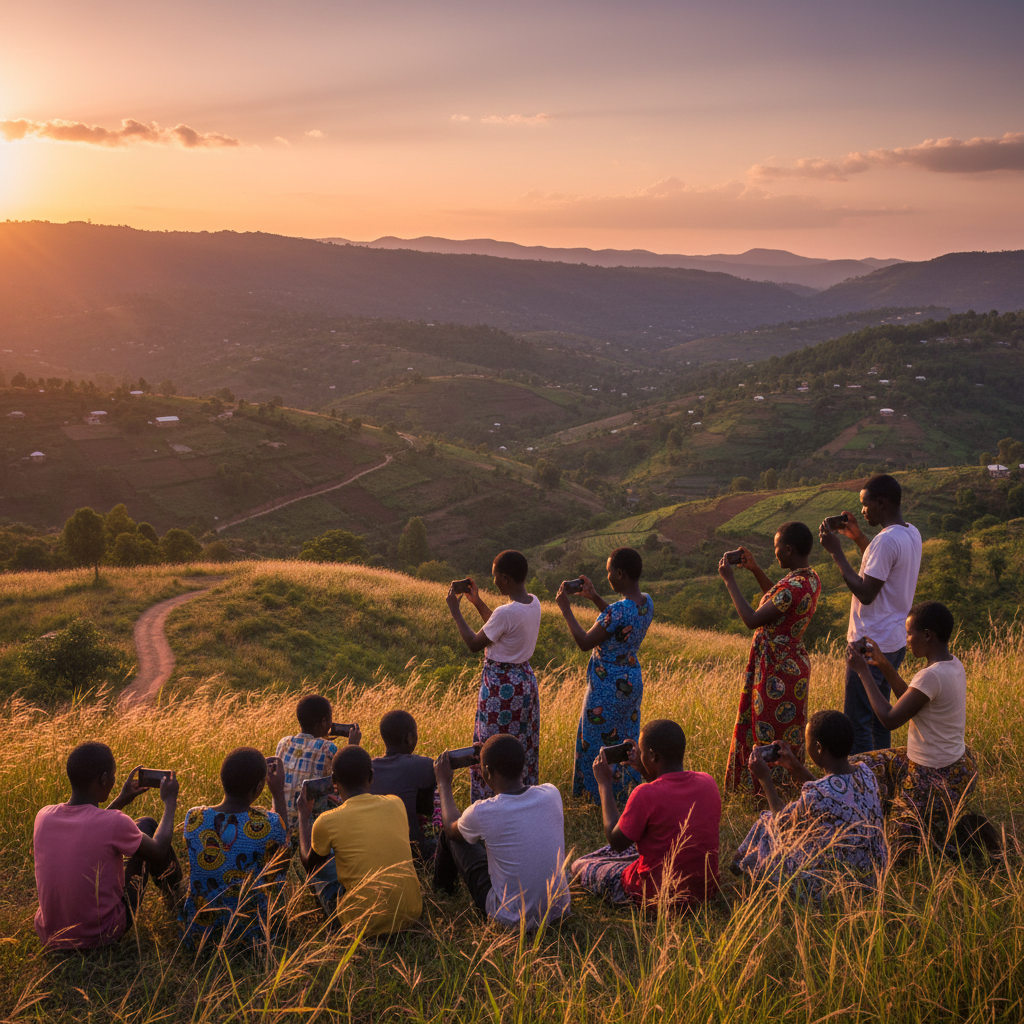 Burundi youth using smartphones horizontal