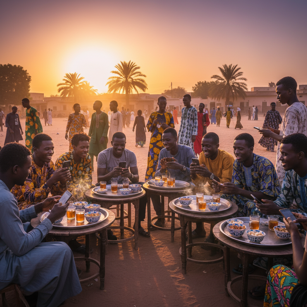 Chad N'Djamena young people smartphone tea cafe social