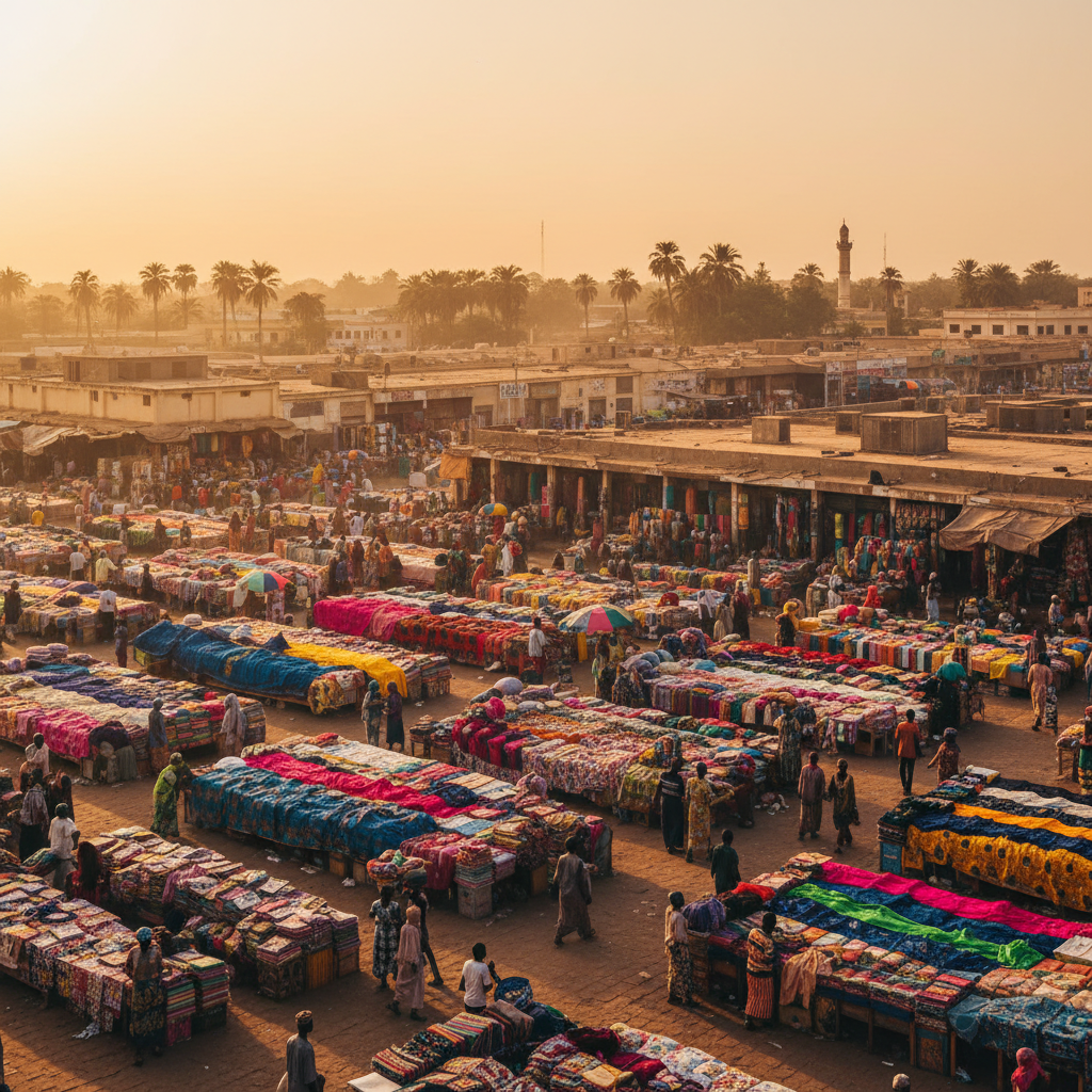 N'Djamena Grand Marche colorful fabrics market