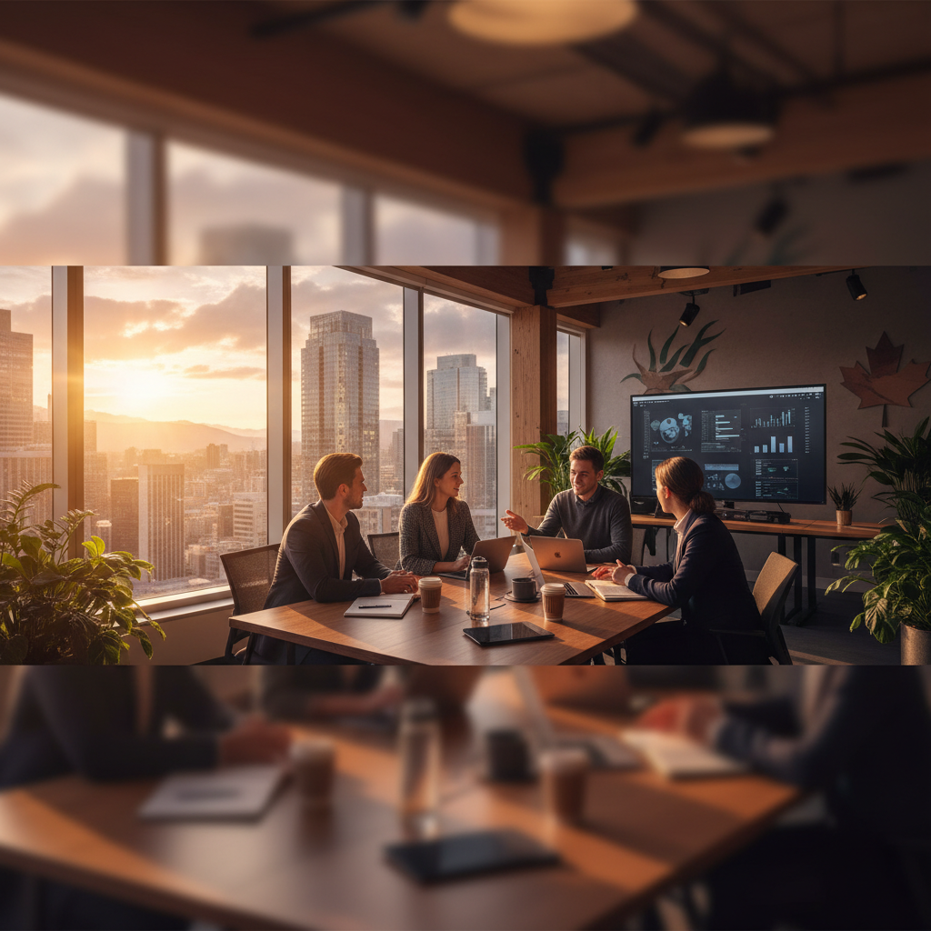 Canadian economy, people working, horizontal