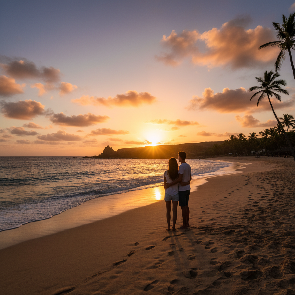 Couple enjoying sunset in Cape Verde