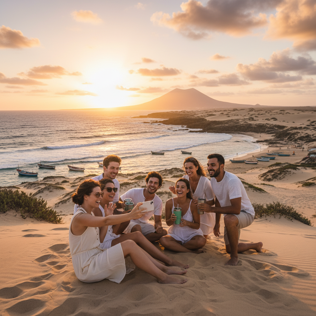 Group of friends socializing in Cape Verde