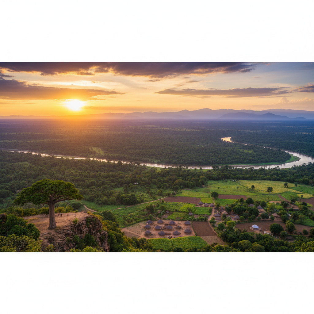 Central African Republic overview, wide angle, natural light, vibrant colors, daytime
