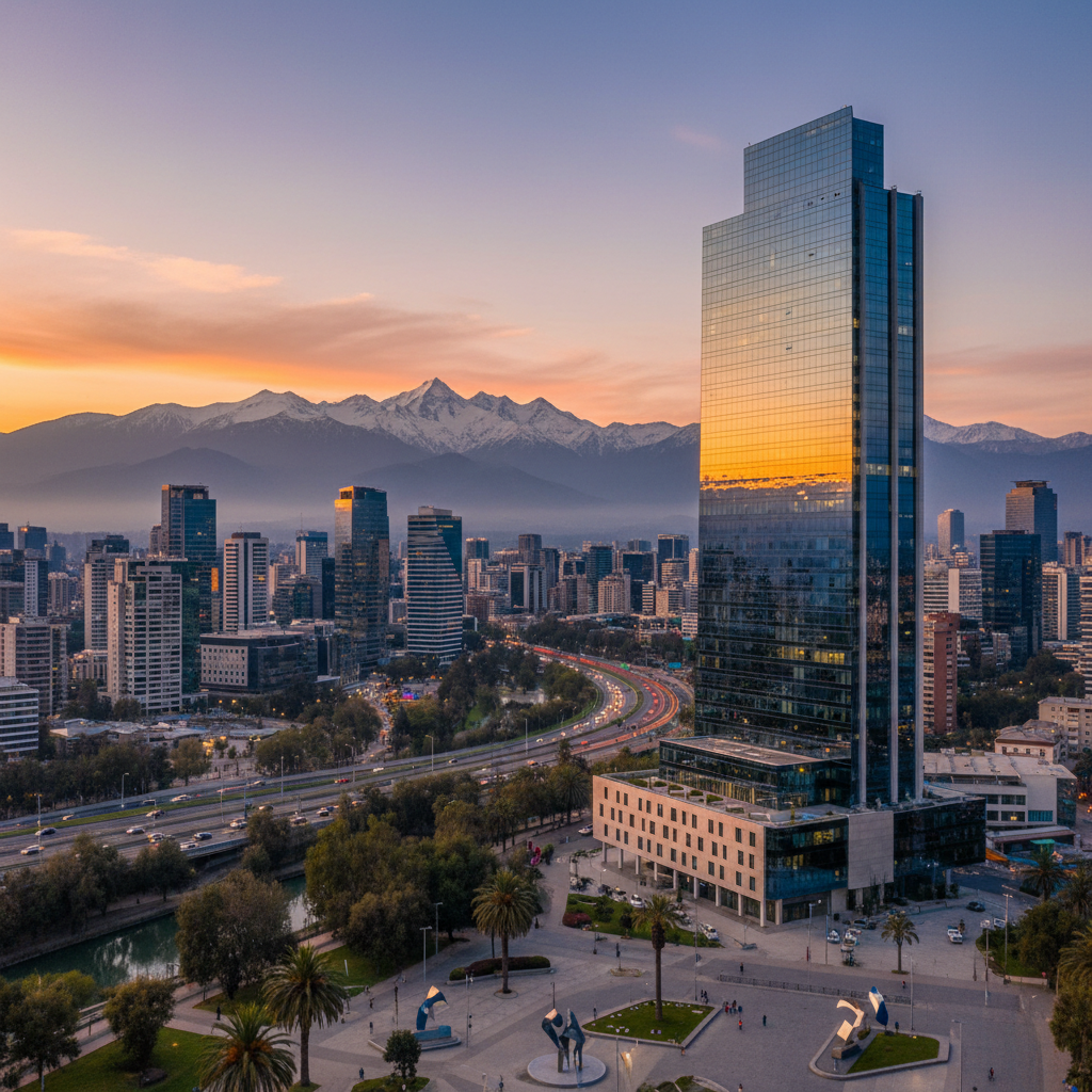 Modern office buildings in Santiago financial district, Chile, horizontal