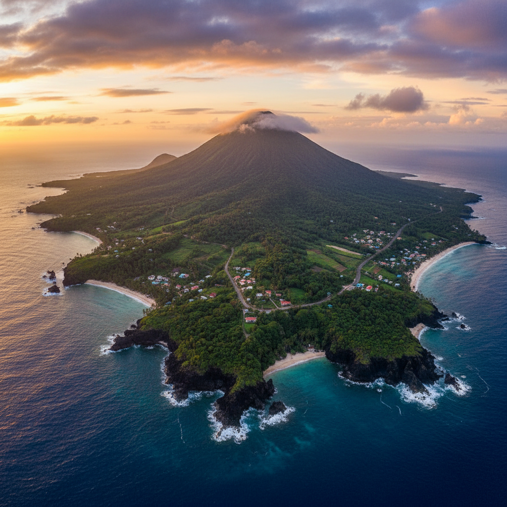 Aerial view of Grande Comore island, Comoros, horizontal