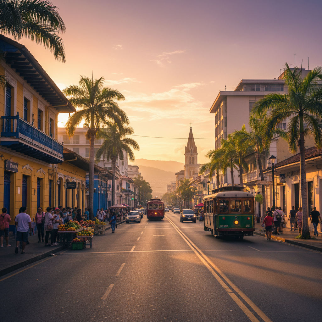 vibrant city street in San Jose, Costa Rica