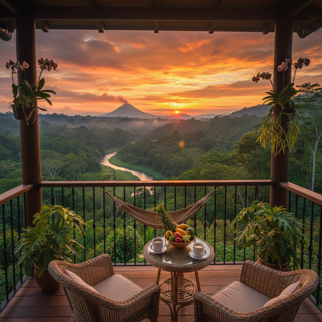 boutique hotel balcony overlooking Costa Rican nature