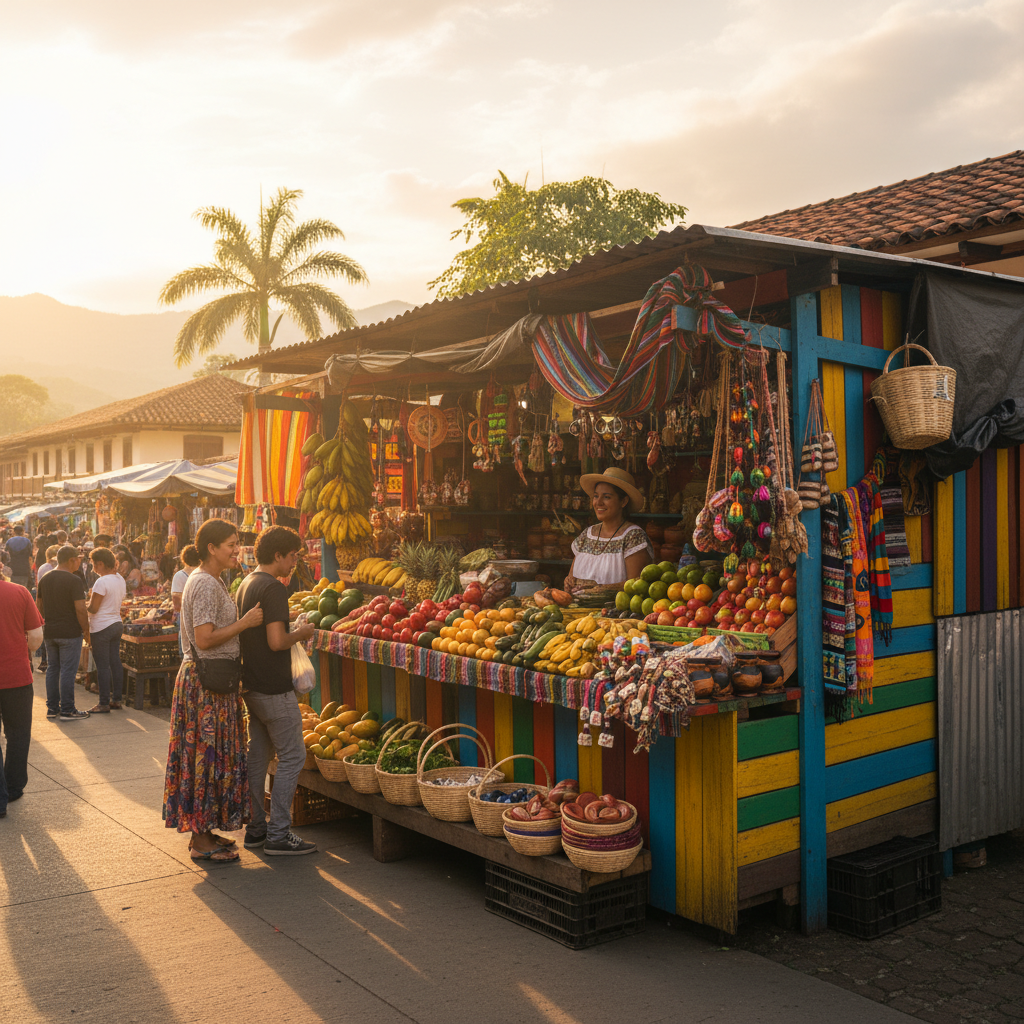 colorful market stall in Costa Rica