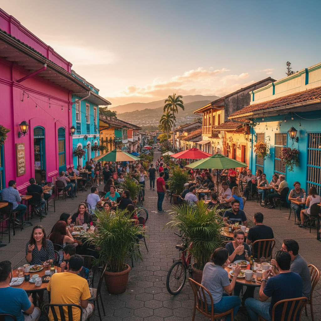San Jose Costa Rica Barrio Escalante colorful street cafe culture