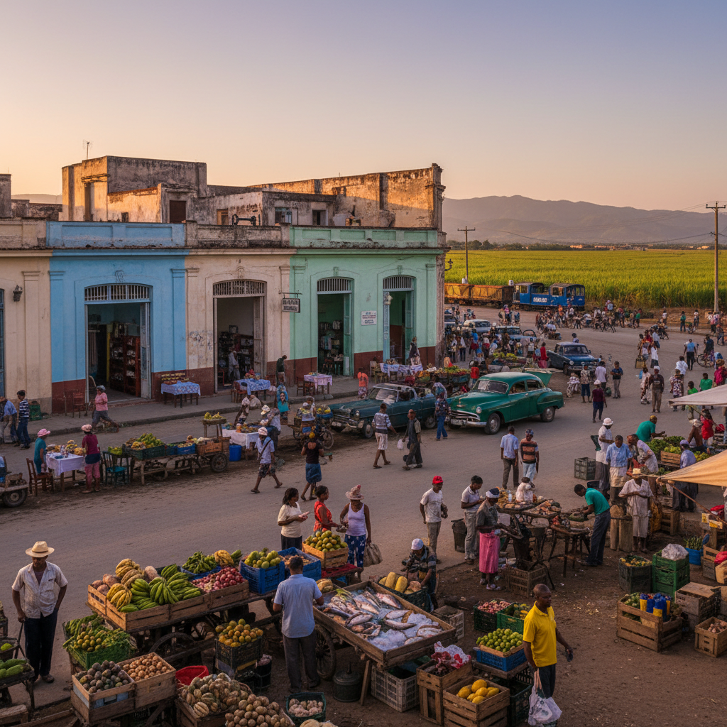Cuban economy, people working, markets, horizontal photo