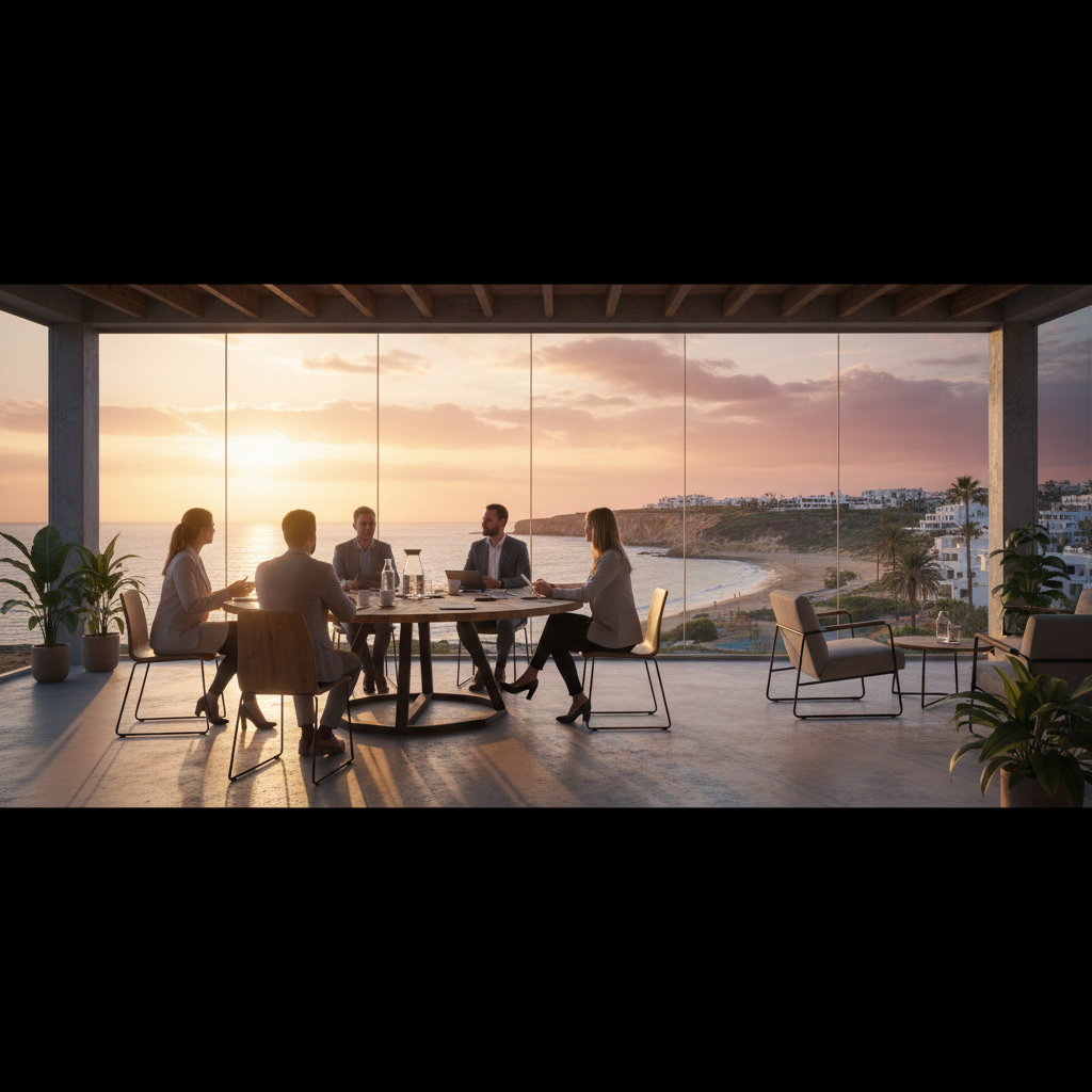 Business meeting in a Cyprus co-working space horizontal