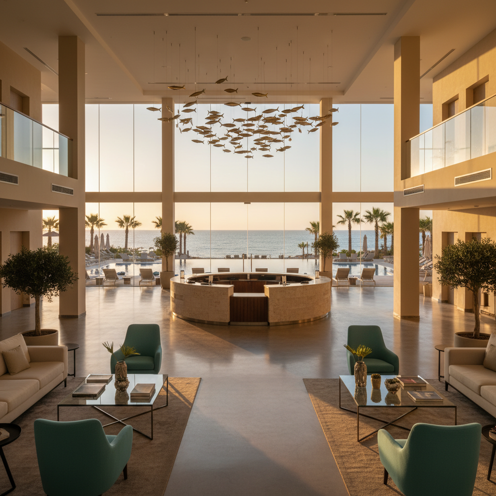 Modern hotel lobby in Cyprus horizontal