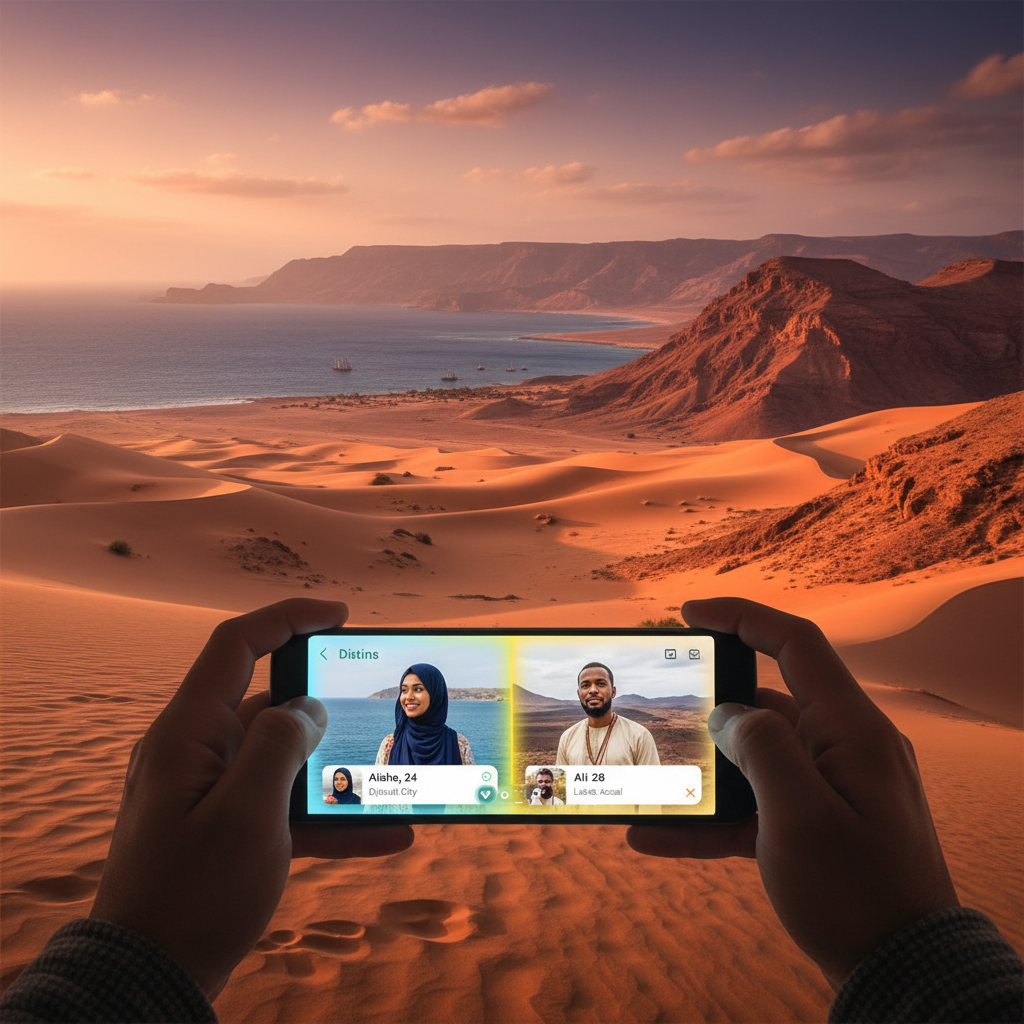 Djibouti couple discussing online dating app horizontal