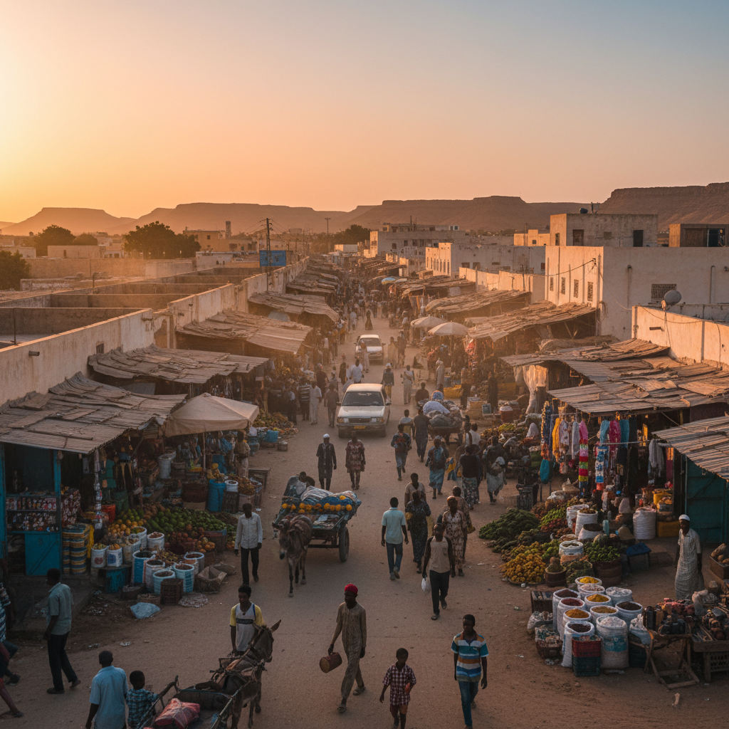 Djibouti economy bustling marketplace horizontal
