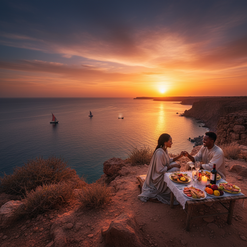 Djibouti romantic dinner scenic view horizontal