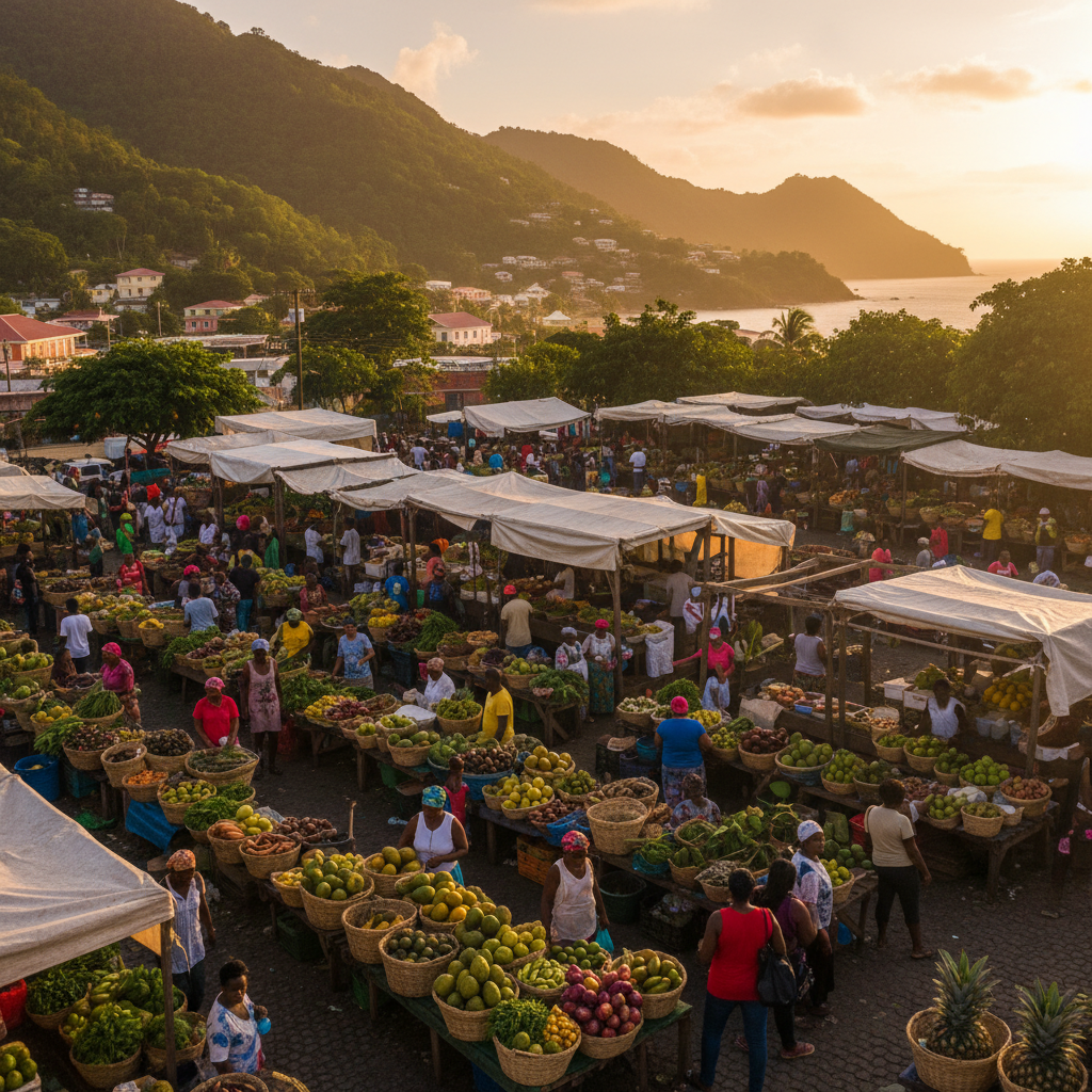 Dominica bustling marketplace vibrant commerce