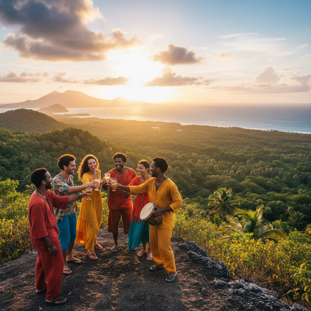 Dominica group of friends celebrating together