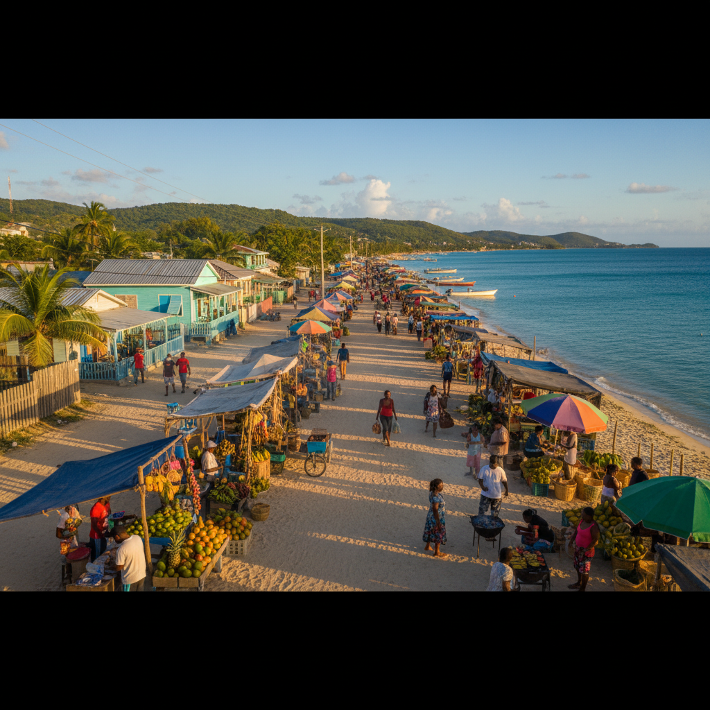 Dominican Republic economy, local commerce, street vendors, horizontal