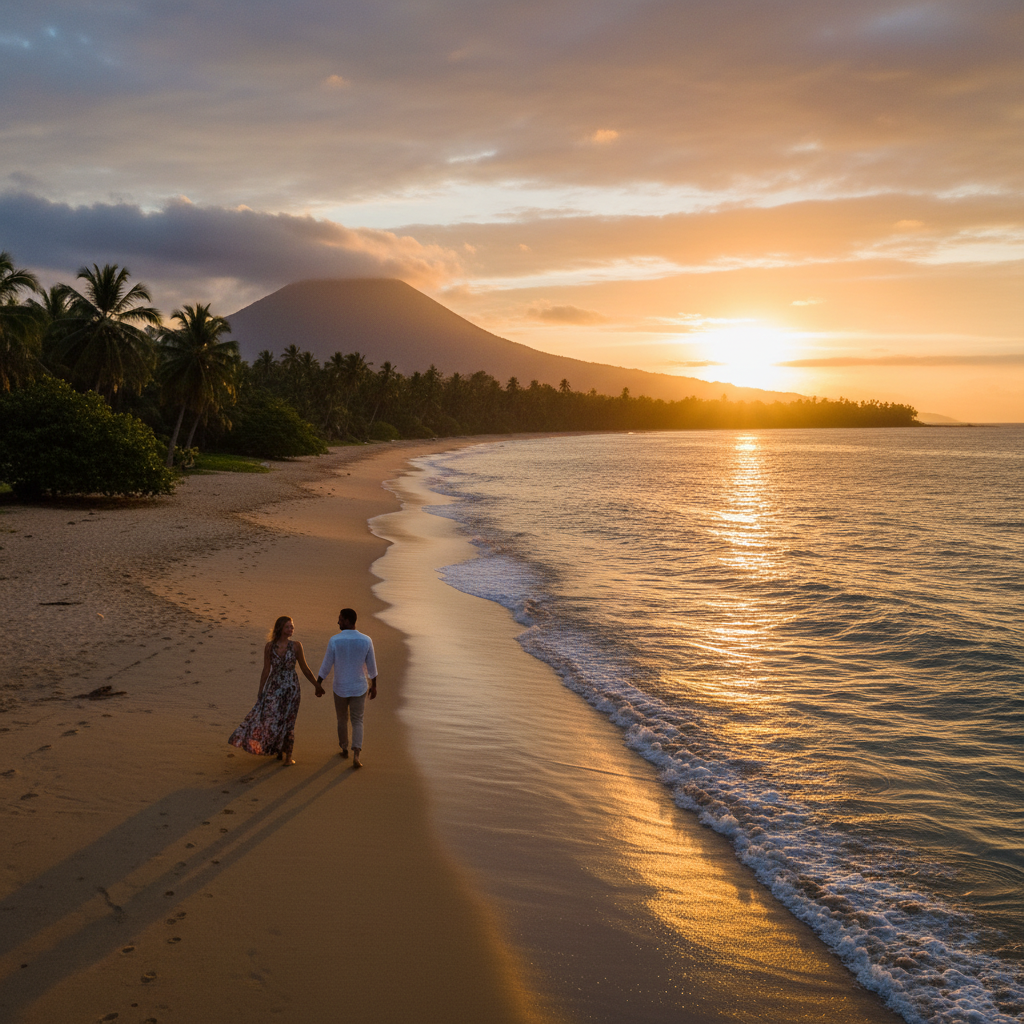 couple on a romantic walk in Equatorial Guinea horizontal