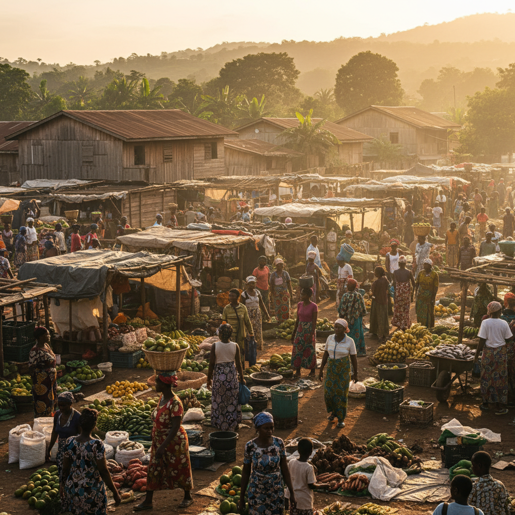 local market shopping scene Equatorial Guinea horizontal