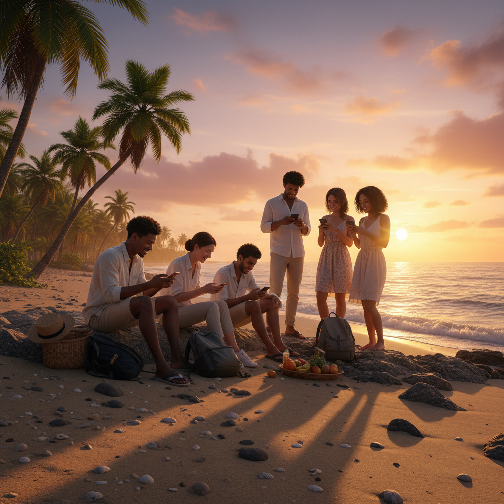 young adults using smartphones Equatorial Guinea horizontal