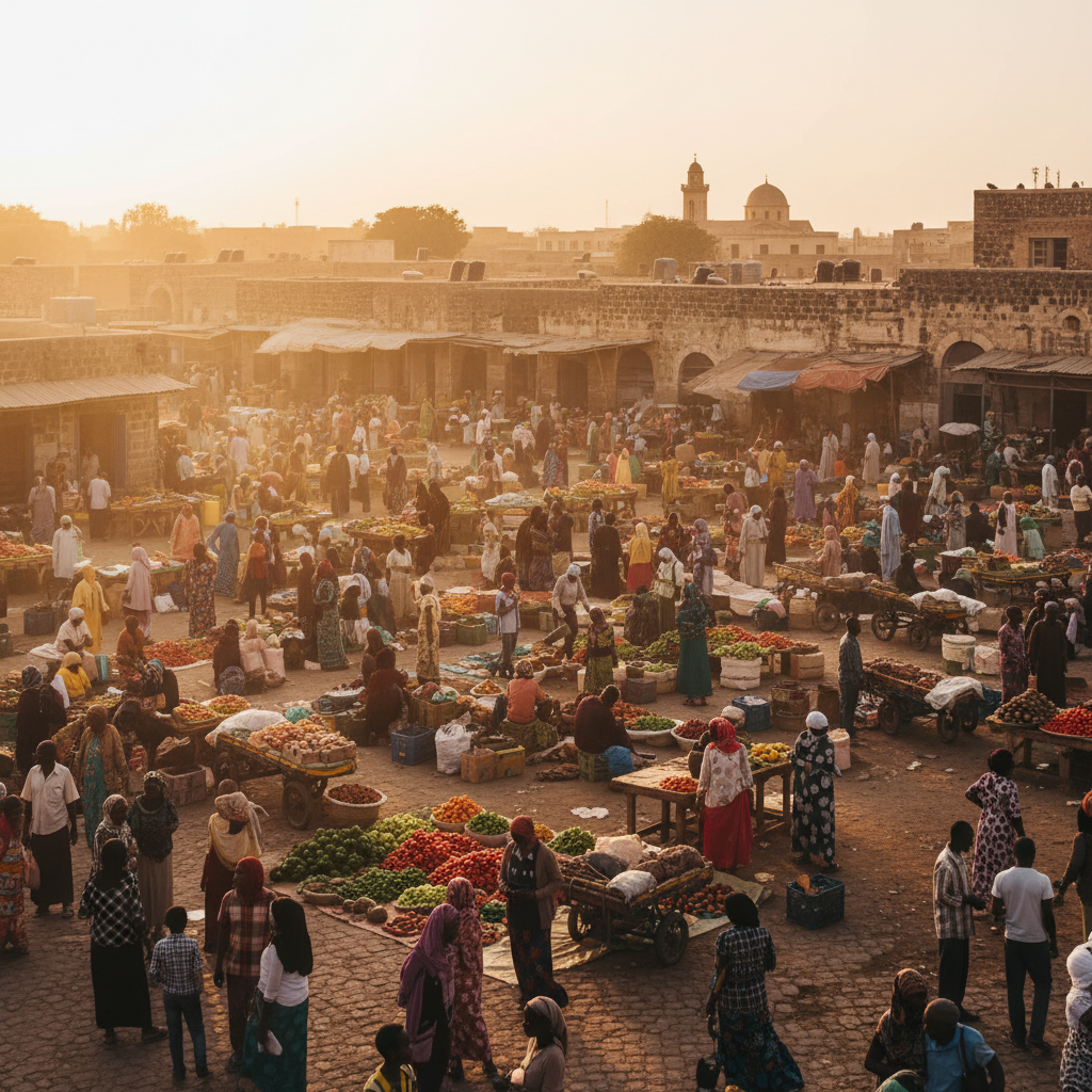 Eritrea economic activity busy market horizontal