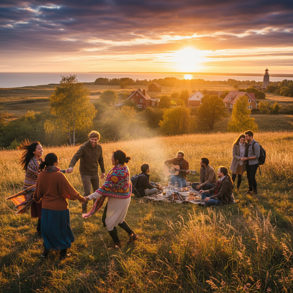 Diverse group of people connecting in Estonia horizontal