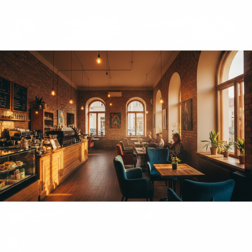 Cafe interior in Tartu Estonia horizontal