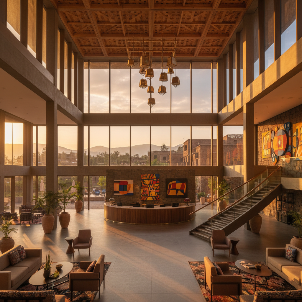 Ethiopia contemporary hotel lobby horizontal