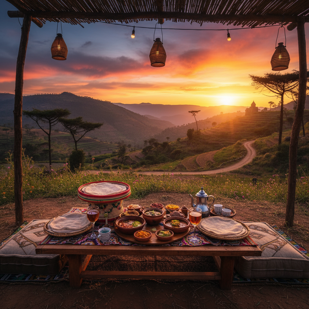 Ethiopia romantic dinner setting horizontal