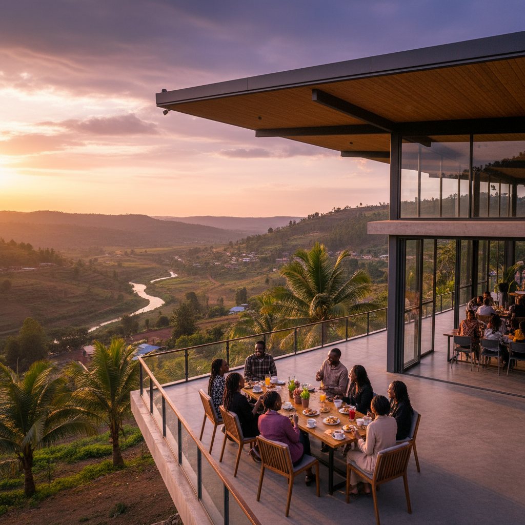 Ethiopia friends meeting at modern cafe horizontal