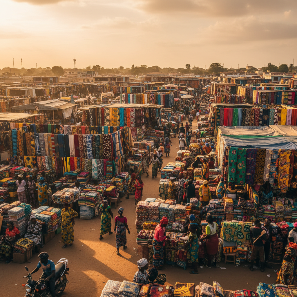 Treichville market colorful fabrics bazaar