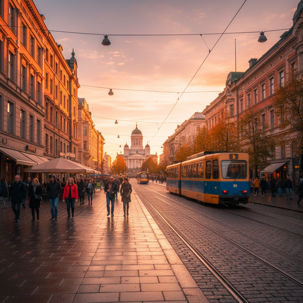 Helsinki city street scene horizontal
