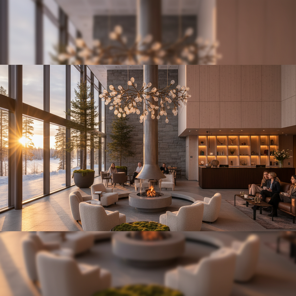 Stylish hotel lobby in Finland horizontal