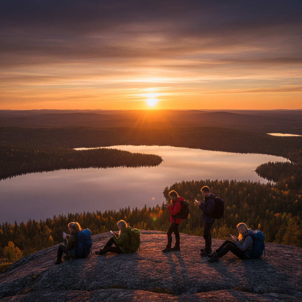Young adults using smartphones in Finland horizontal