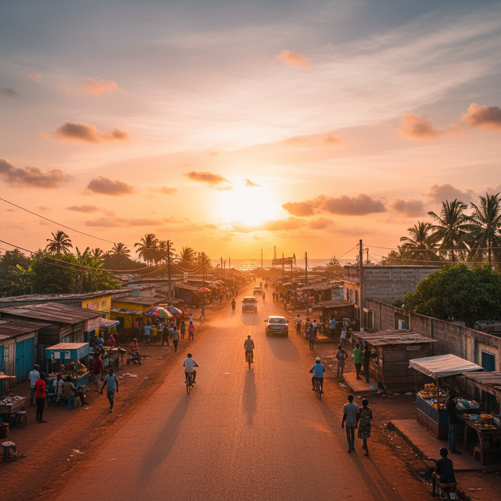 street scene in Port-Gentil, Gabon