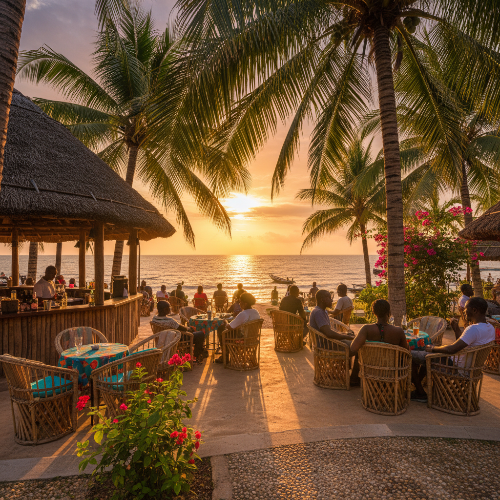 outdoor cafe in Libreville, Gabon