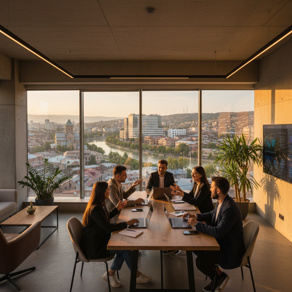 person working on a laptop in a co-working space Georgia horizontal