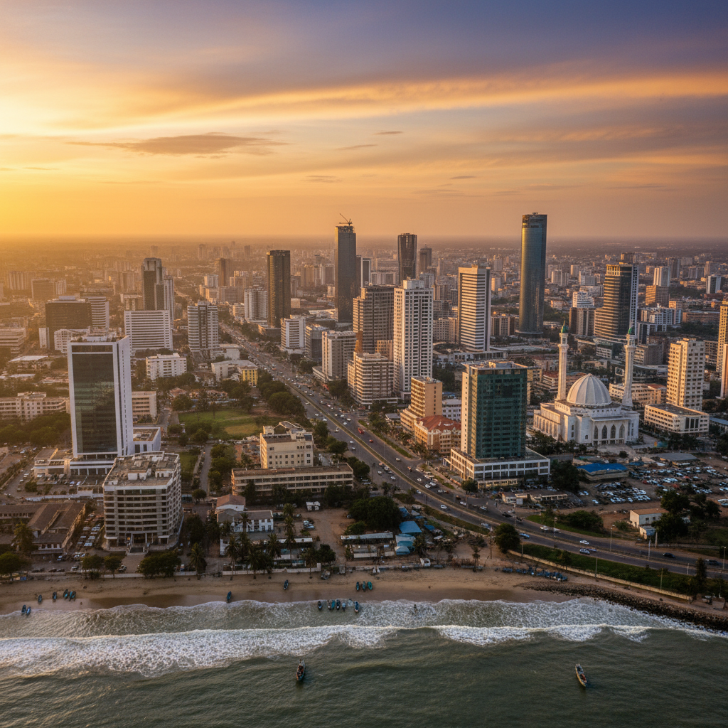 modern cityscape of Accra, Ghana, skyline view