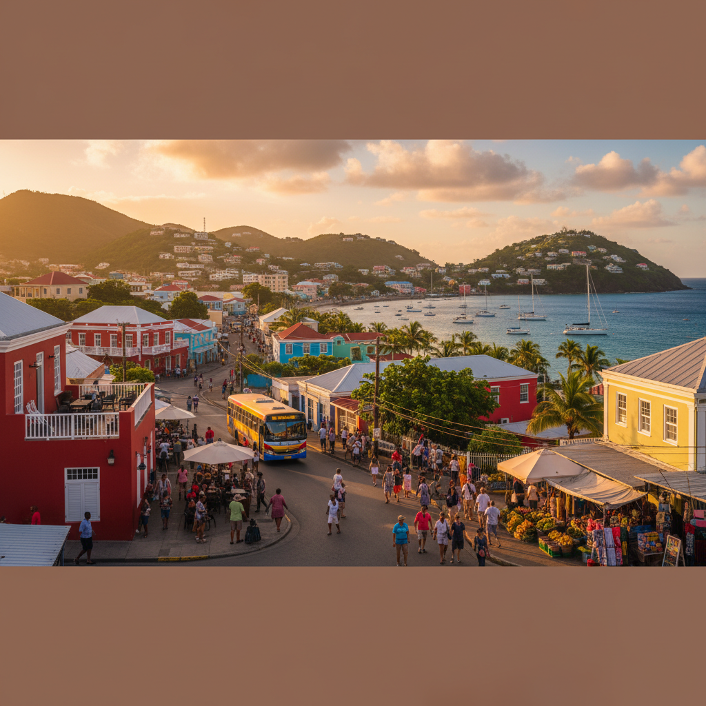 St George's Grenada colorful harbor Carenage waterfront boats colonial