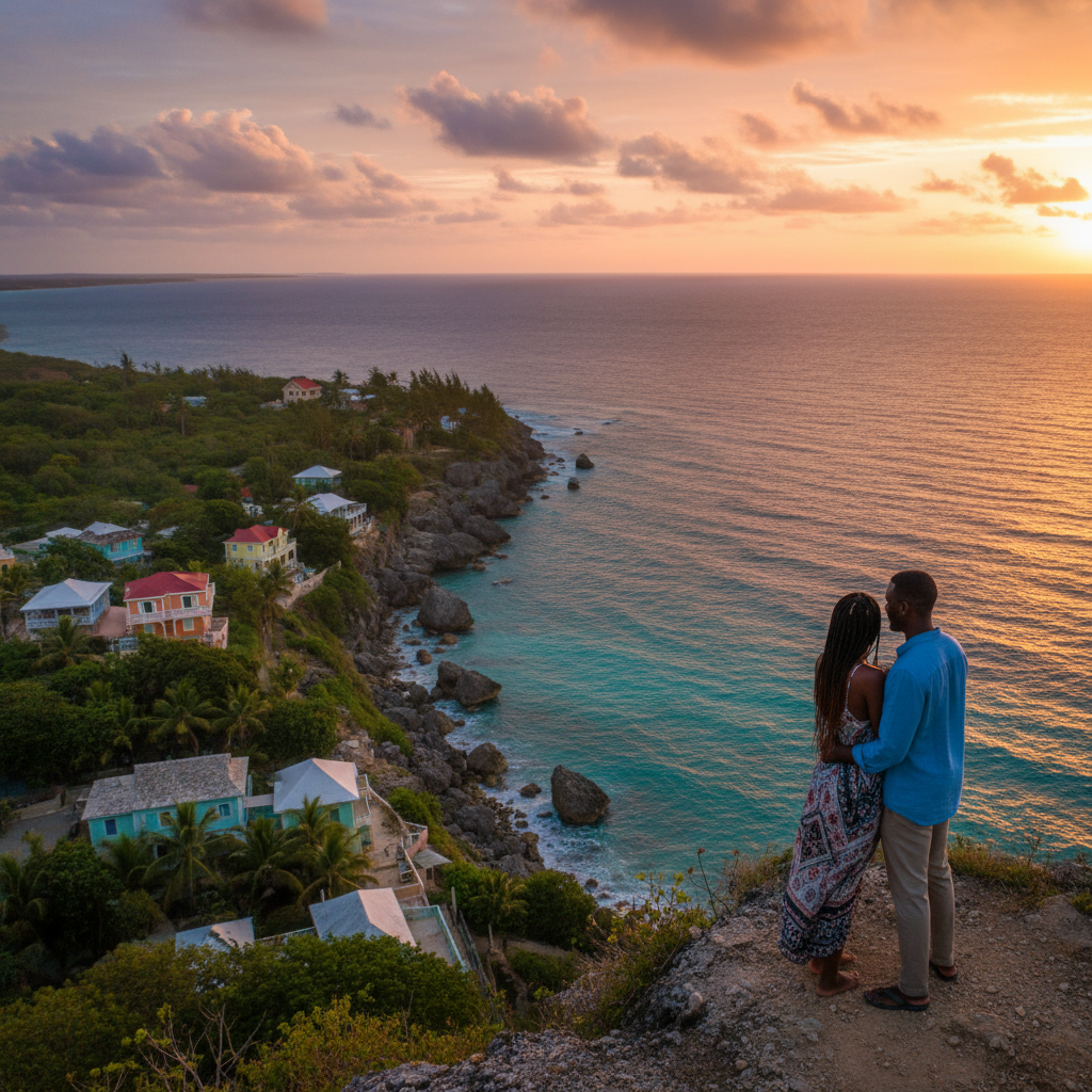 Couple sharing a moment in Haiti horizontal